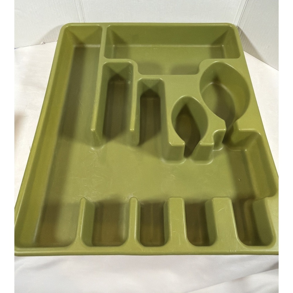 Rubbermaid Flatware Tray Holder Avocado Green Silverware 2922 Vintage MCM